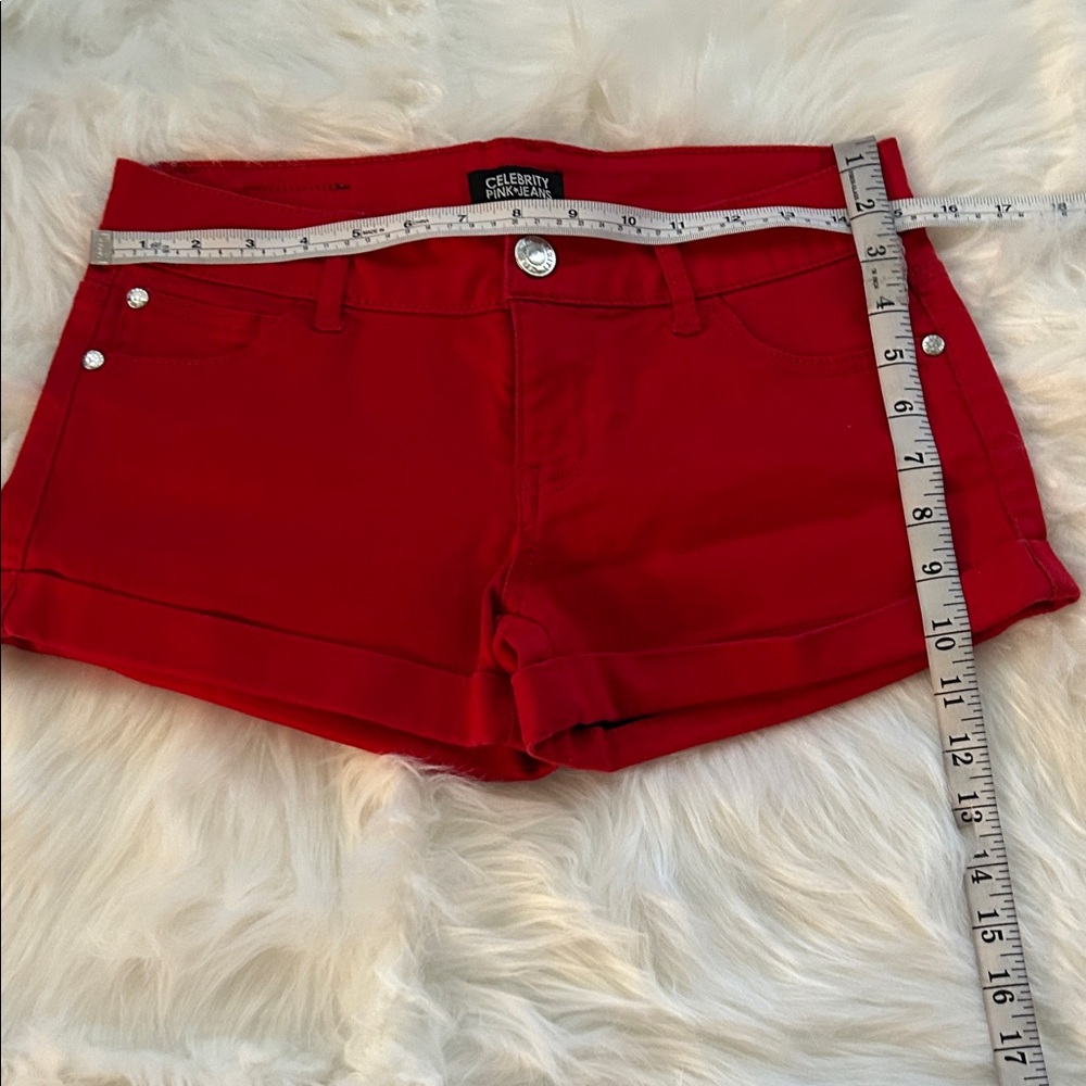 Celebrity Pink Vibrant Red Jean Shorts